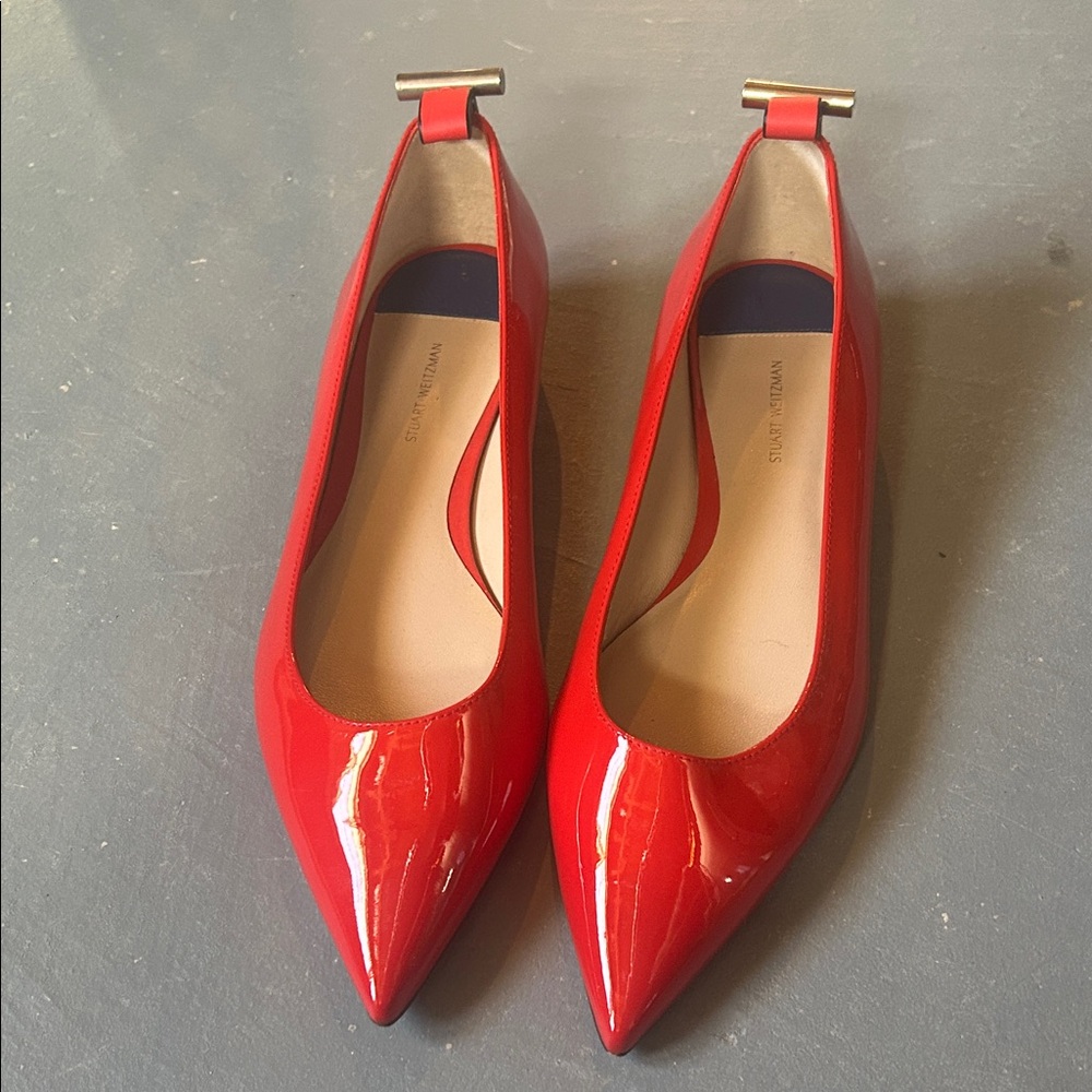 Stuart Weitzman Red Patent Leather Flats